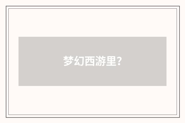 梦幻西游里？