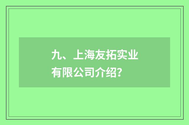 九、上海友拓实业有限公司介绍？