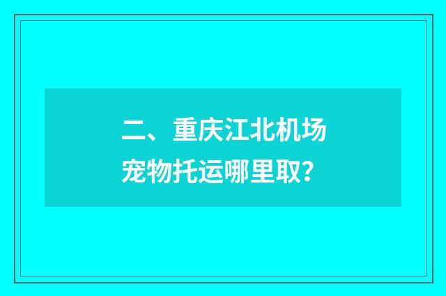 二、重庆江北机场宠物托运哪里取？