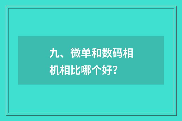 九、微单和数码相机相比哪个好？