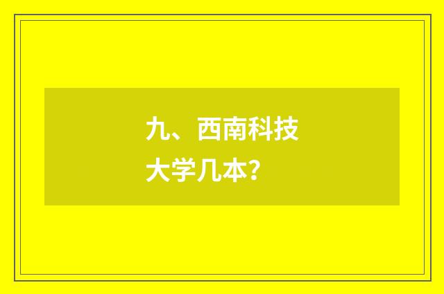 九、西南科技大学几本？