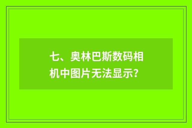 七、奥林巴斯数码相机中图片无法显示？