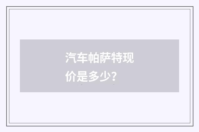 汽车帕萨特现价是多少？