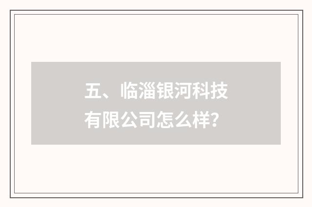 五、临淄银河科技有限公司怎么样？