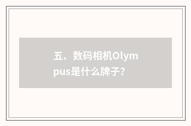 五、数码相机Olympus是什么牌子？