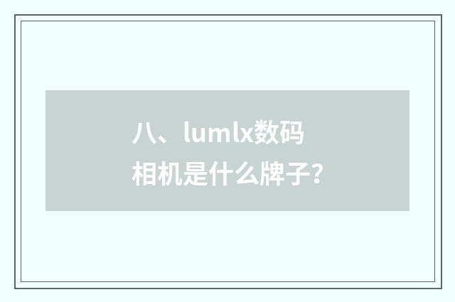 八、lumlx数码相机是什么牌子?