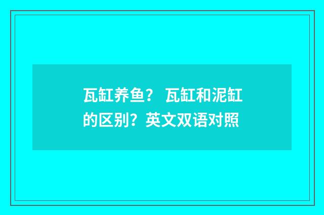 瓦缸养鱼？ 瓦缸和泥缸的区别？英文双语对照