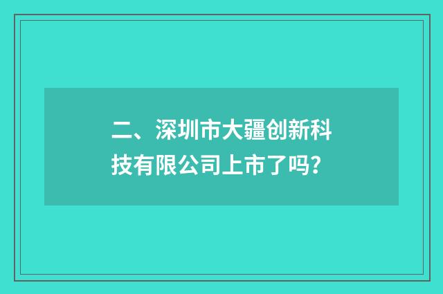 二、深圳市大疆创新科技有限公司上市了吗？