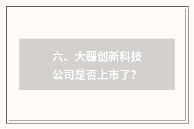 六、大疆创新科技公司是否上市了？
