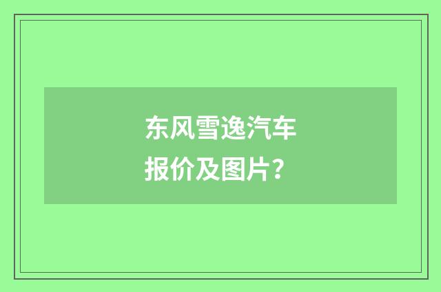 东风雪逸汽车报价及图片？