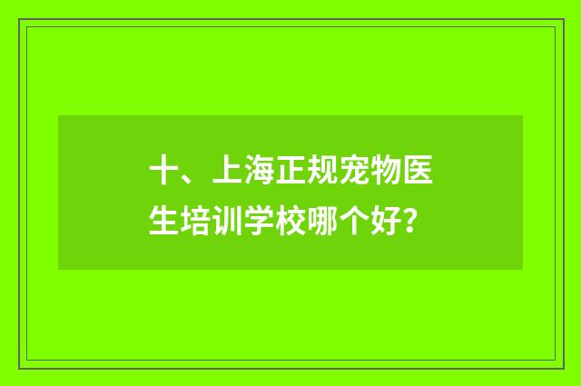 十、上海正规宠物医生培训学校哪个好？