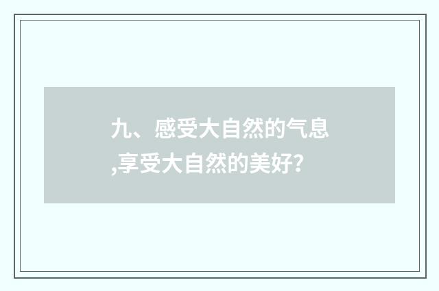 九、感受大自然的气息,享受大自然的美好？