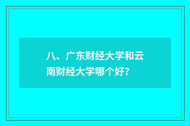 八、广东财经大学和云南财经大学哪个好？
