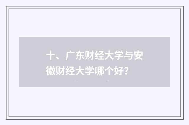 十、广东财经大学与安徽财经大学哪个好？