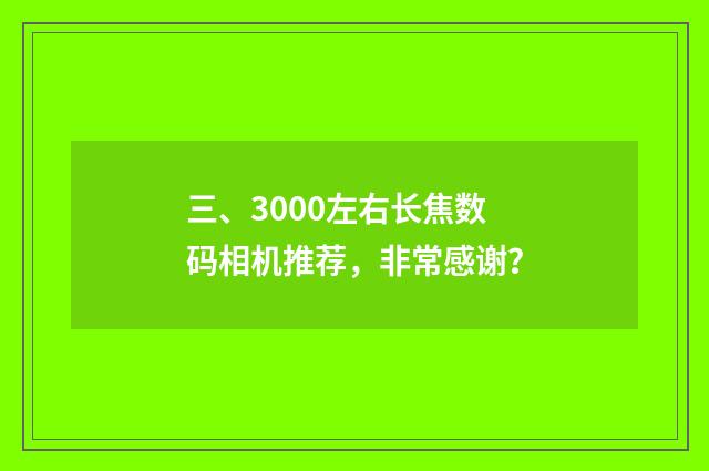 三、3000左右长焦数码相机推荐，非常感谢？