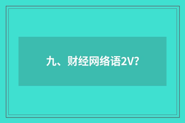 九、财经网络语2V？