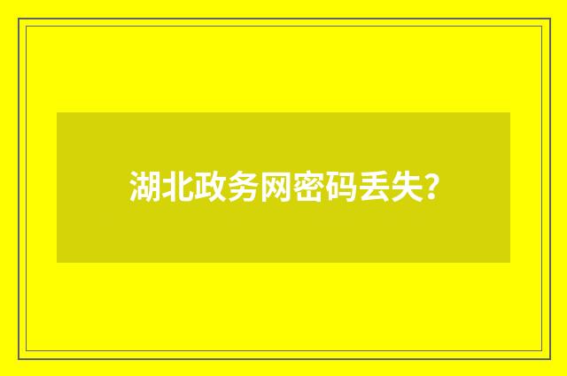 湖北政务网密码丢失？