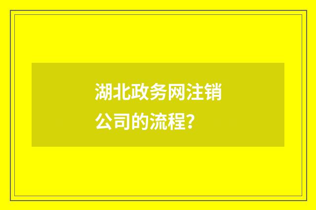 湖北政务网注销公司的流程？
