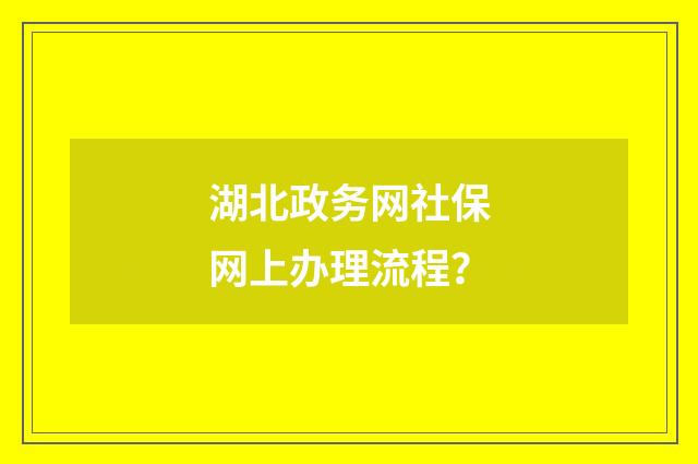 湖北政务网社保网上办理流程？