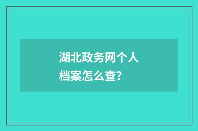 湖北政务网个人档案怎么查？