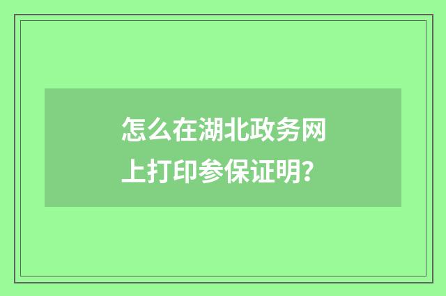 怎么在湖北政务网上打印参保证明？