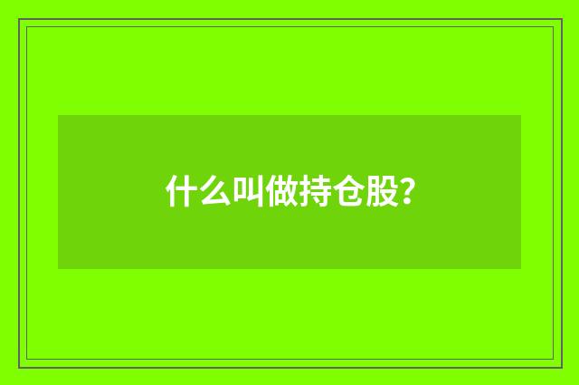 什么叫做持仓股？