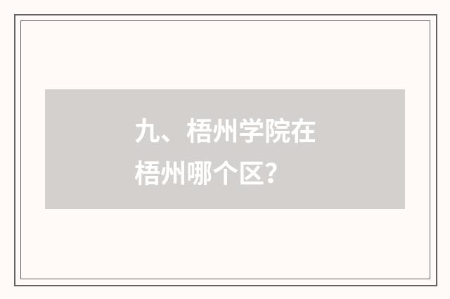 九、梧州学院在梧州哪个区？