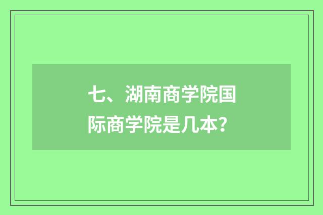 七、湖南商学院国际商学院是几本？
