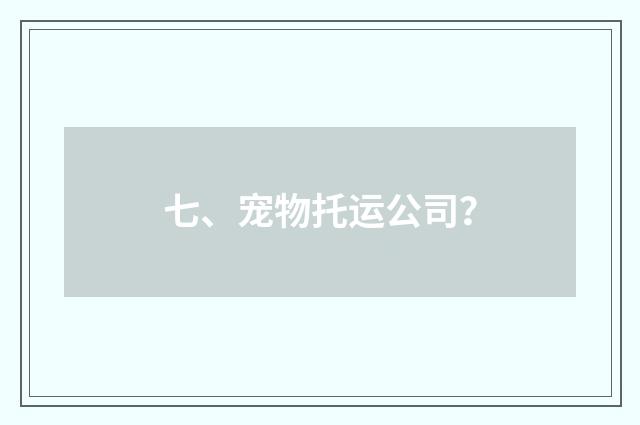 七、宠物托运公司?