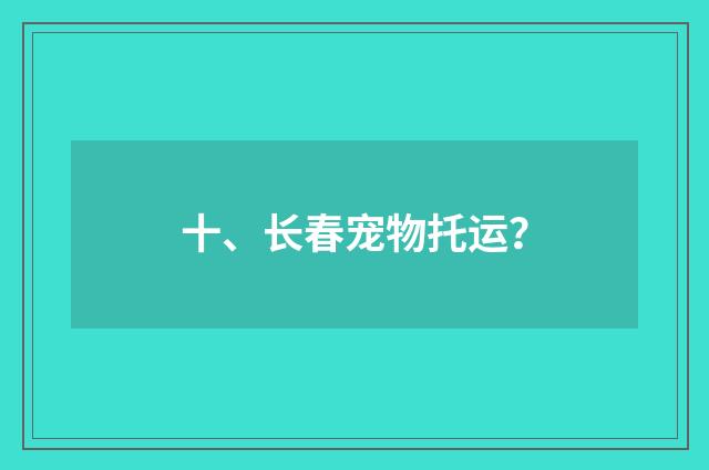 十、长春宠物托运？