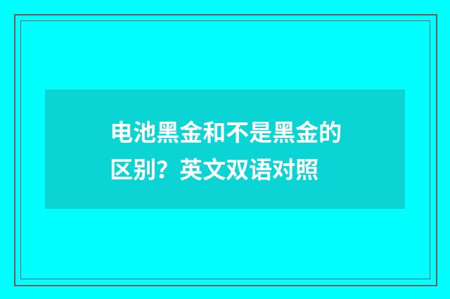 电池黑金和不是黑金的区别？英文双语对照