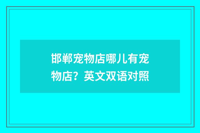 邯郸宠物店哪儿有宠物店？英文双语对照