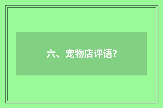 六、宠物店评语？