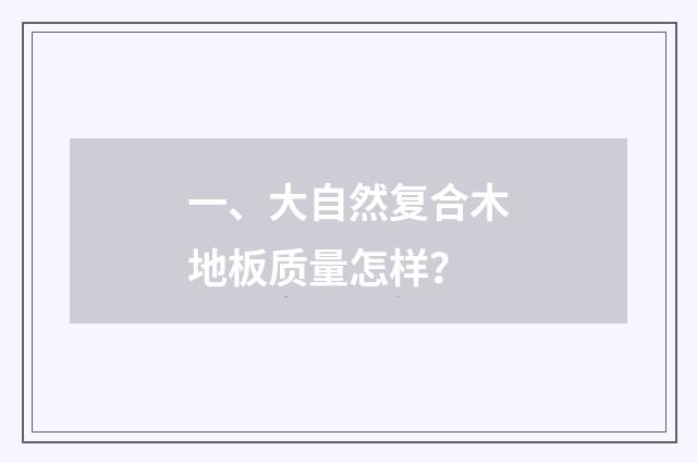 一、大自然复合木地板质量怎样？