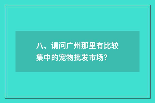 八、请问广州那里有比较集中的宠物批发市场？