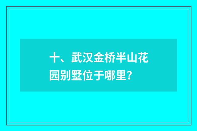 十、武汉金桥半山花园别墅位于哪里？