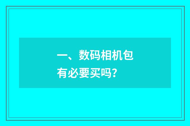 一、数码相机包有必要买吗？