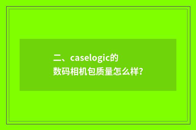 二、caselogic的数码相机包质量怎么样?