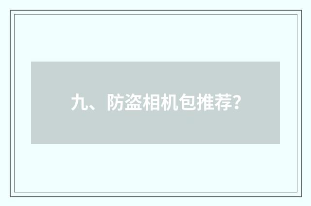 九、防盗相机包推荐？