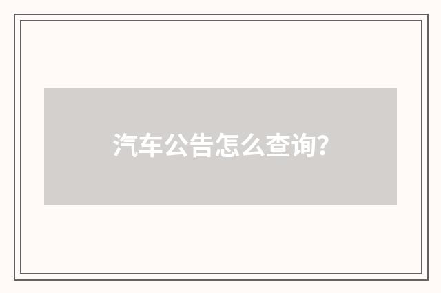 汽车公告怎么查询？