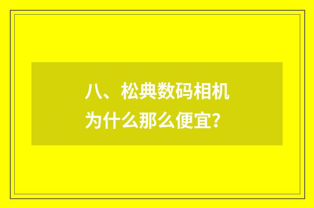 八、松典数码相机为什么那么便宜？