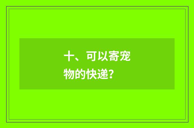 十、可以寄宠物的快递？