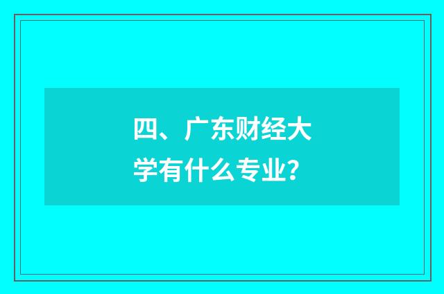 四、广东财经大学有什么专业？