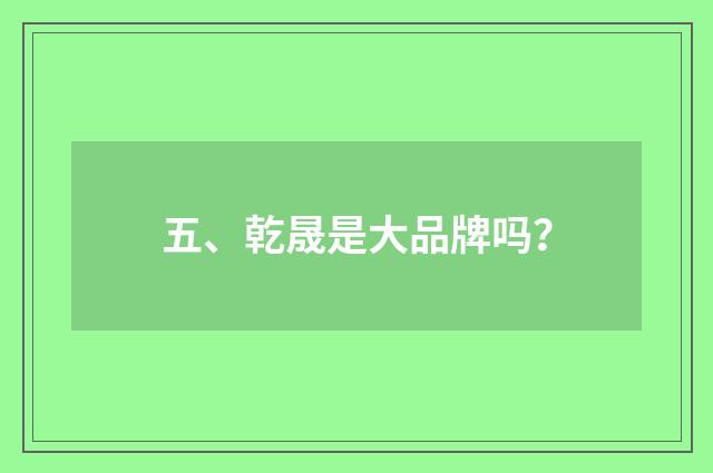 五、乾晟是大品牌吗？
