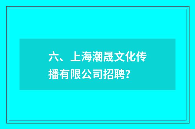 六、上海潮晟文化传播有限公司招聘？