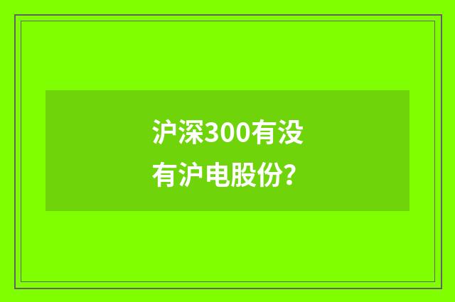 沪深300有没有沪电股份？