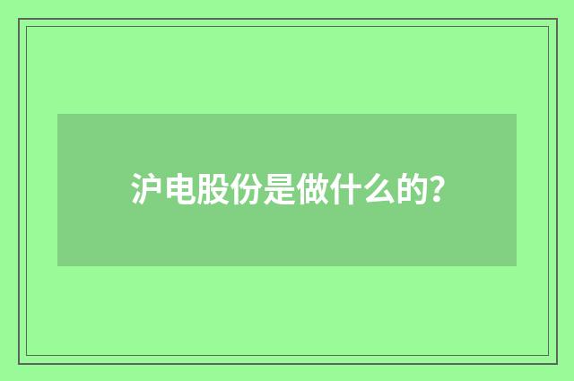沪电股份是做什么的？