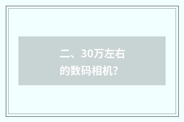 二、30万左右的数码相机？