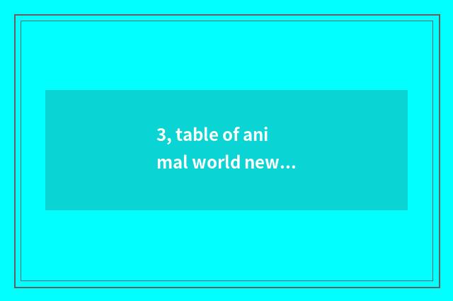 3, table of animal world newsreel article?