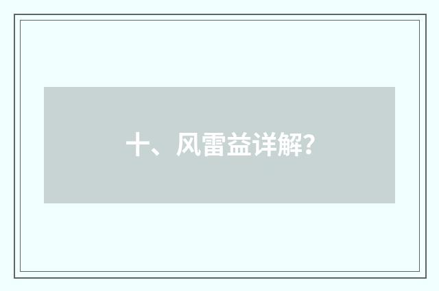 十、风雷益详解?